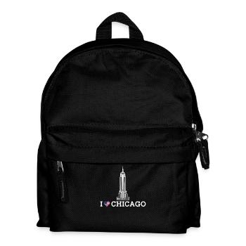 I love Chicago Cool Empire Illinois Heart Flag Wortspiel - Kinder Rucksack - Schwarz - Vorne