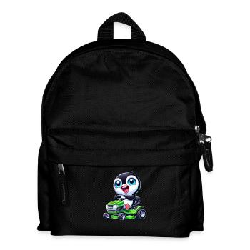 Penguin on tractor lawn mower horticulture - Kids' Backpack - black - Front