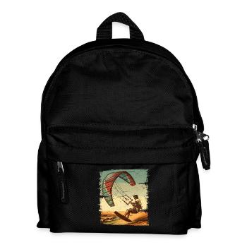 Kitesurfer Kiteboard Kitesurfen Kitesurf - Kinder Rucksack - Schwarz - Vorne