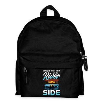 Das Leben Ist Besser Am Fluss Beim Rafting - Kinder Rucksack - Schwarz - Vorne