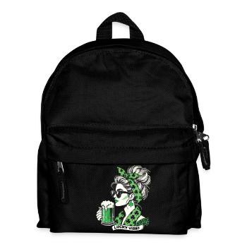 Glückliche Vibes St. Patrick's Day Frau - Kinder Rucksack - Schwarz - Vorne