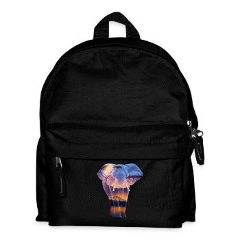 Elefant Afrikanischer Sonnenuntergang Savanne - Kinder Rucksack - Schwarz - Vorne