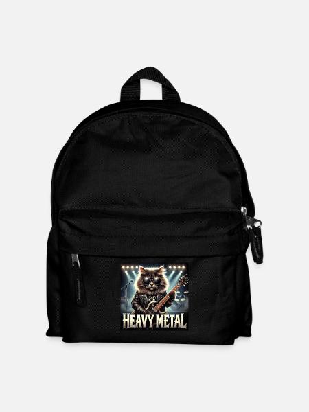 Heavy Metal Katze mit Gitarre - Kinder Rucksack - Schwarz