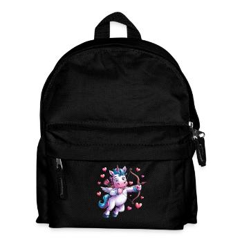 Cute unicorn Cupid with wings and - Kids' Backpack - black - Front