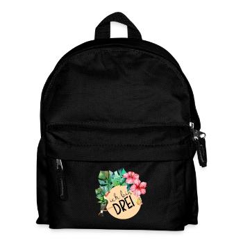 3. Geburtstag, dritter drei Dschungel Blumen - Kinder Rucksack - Schwarz - Vorne