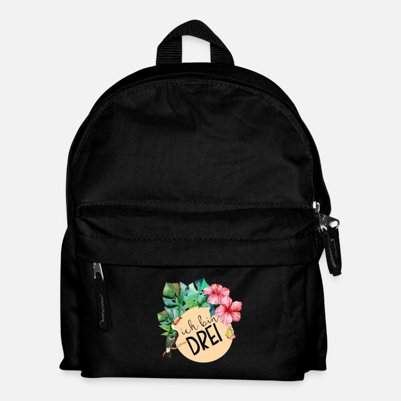 3. Geburtstag, dritter drei Dschungel Blumen - Kinder Rucksack - Schwarz