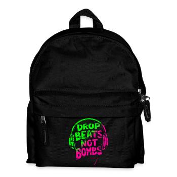 Drop Beats Not Bombs green pink - Kinder Rucksack - Schwarz - Vorne