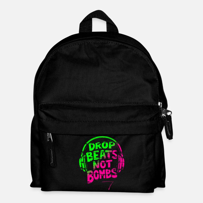 Drop Beats Not Bombs green pink - Kids' Backpack - black