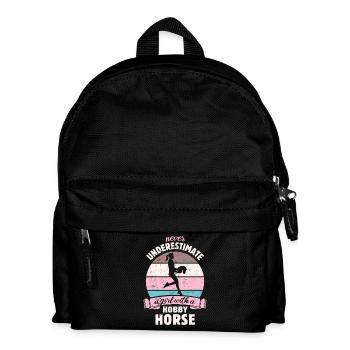 Never underestimate a girl with a hobby horse - Kids' Backpack - black - Front