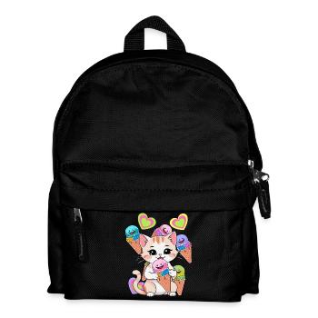 Katze Katzen Eis Kinder Kind Baby Kleinkinder - Kinder Rucksack - Schwarz - Vorne