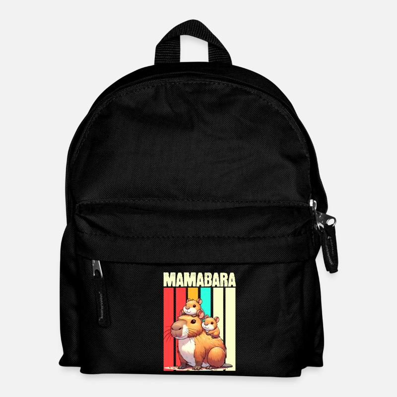 Mamabara Mutter Capybara - Kinder Rucksack - Schwarz