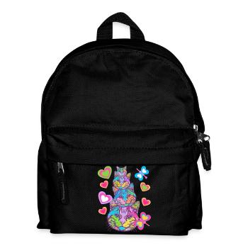 Katze Katzen Katzengesicht Kinder Kind - Kinder Rucksack - Schwarz - Vorne