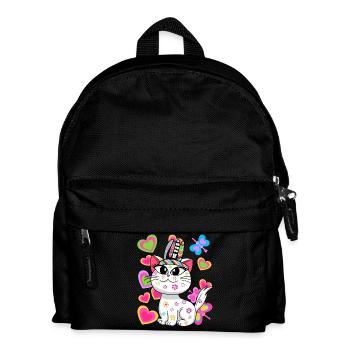Katze Katzen Hippie Hippies Kätzchen - Kinder Rucksack - Schwarz - Vorne