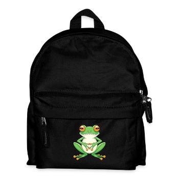 Grenouille méditante aux grands yeux - Sac à dos Enfant - noir - Devant