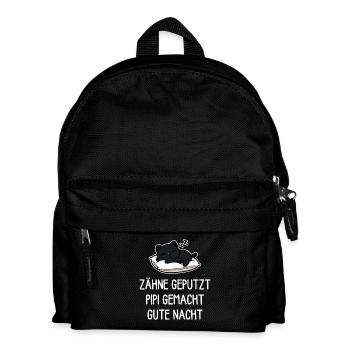 Zähne geputzt Gute Nacht - Kätzchen Schlafshirt - Kinder Rucksack - Schwarz - Vorne