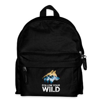Suivez votre sauvage avec le motif du loup et de la nature - Sac à dos Enfant - noir - Devant