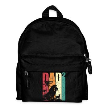Lion Two Children Dad High 2 Father's Day Gift - Kids' Backpack - black - Front