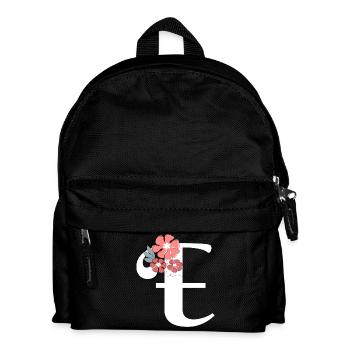 Letter e Minimalist Flowers - Kids' Backpack - black - Front