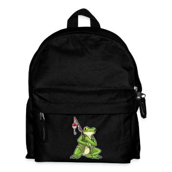 Frosch Angler Angelrute Angeln - Kinder Rucksack - Schwarz - Vorne
