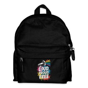 Loud, Proud, Free Megafon Rainbow - Kids' Backpack - black - Front