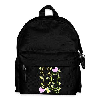 Chats Rétro Chat Chaton Vintage Coeurs Enfant - Sac à dos Enfant - noir - Devant