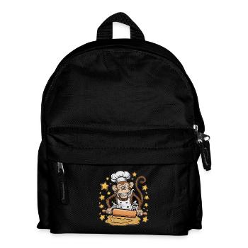 Drôle de singe boulanger avec rouleau à pâtisserie et étoiles - Sac à dos Enfant - noir - Devant