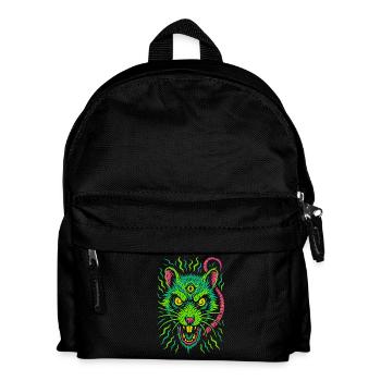 Dreiaugige Neon-Ratte mit Wahnsinnsblick - Kinder Rucksack - Schwarz - Vorne