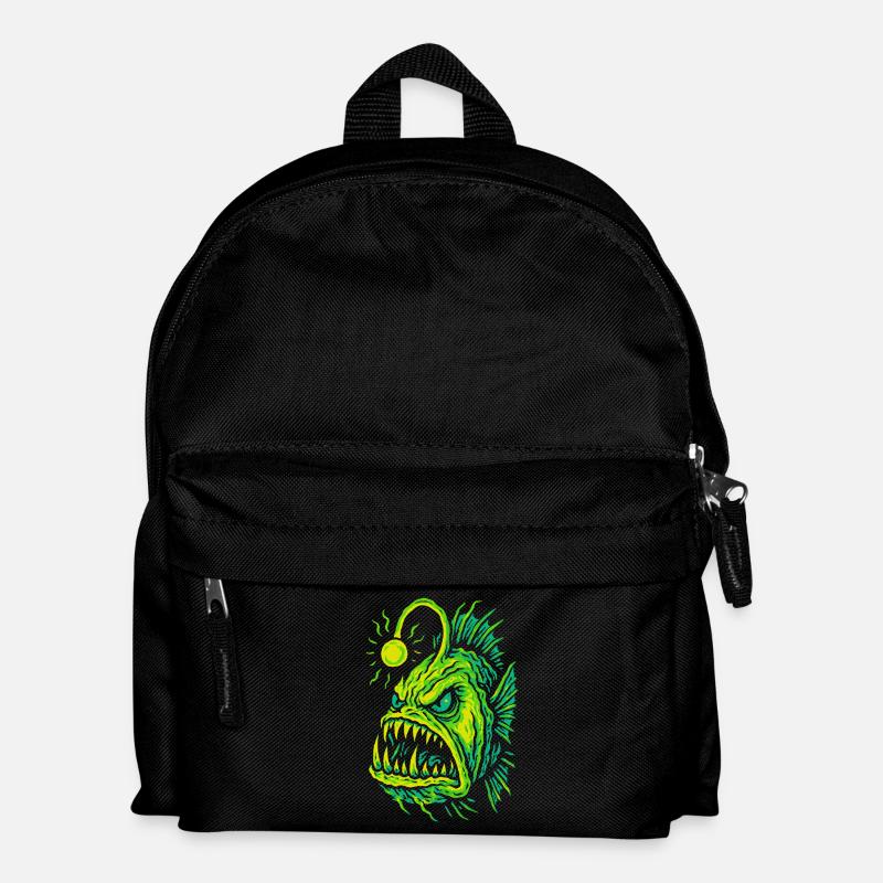 Leuchtender Tiefsee-Anglerfisch Wutstil - Kinder Rucksack - Schwarz