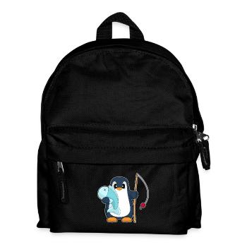 Pingouin Pêcheur Poisson Pêche - Sac à dos Enfant - noir - Devant
