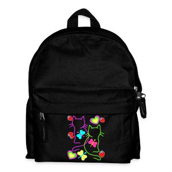 Retro Katzen Erdbeer Sommer Schmetterling Herz - Kinder Rucksack - Schwarz - Vorne