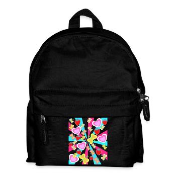 Kinder Sommer Retro Schmetterlinge Obst Herzen - Kinder Rucksack - Schwarz - Vorne