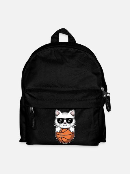 Basketball Katze Lustiges Basketball Geschenk - Kinder Rucksack - Schwarz