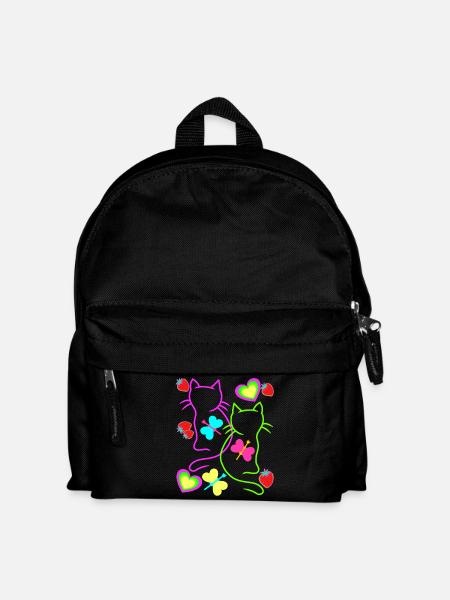 Chats rétro fraise été des années 80 chat vintage - Sac à dos Enfant - noir