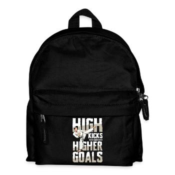 Hohe Kicks Und Höhere Ziele Karate Motivation - Kinder Rucksack - Schwarz - Vorne