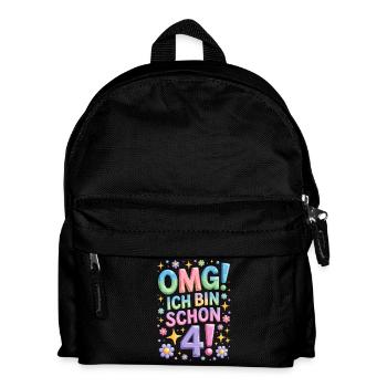 4. Geburtstag Mädchen OMG Ich Bin Schon 4 Jahre - Kinder Rucksack - Schwarz - Vorne