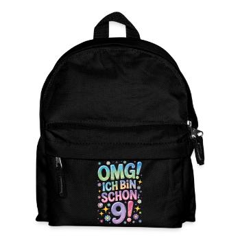 9. Geburtstag Mädchen OMG Ich Bin Schon 9 Jahre - Kinder Rucksack - Schwarz - Vorne