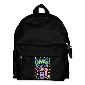8. Geburtstag Mädchen OMG Ich Bin Schon 8 Jahre - Kinder Rucksack - Schwarz - Vorne
