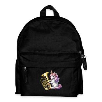 Einhorn spielt Euphonium Euphoniumspieler - Kinder Rucksack - Schwarz - Vorne