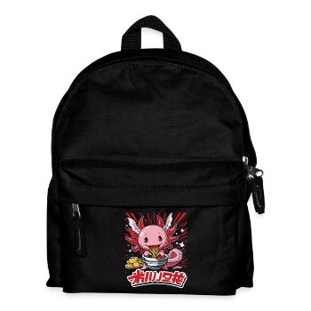Axolotl With Ramen And Karaage In Colorful - Kids' Backpack - black - Front