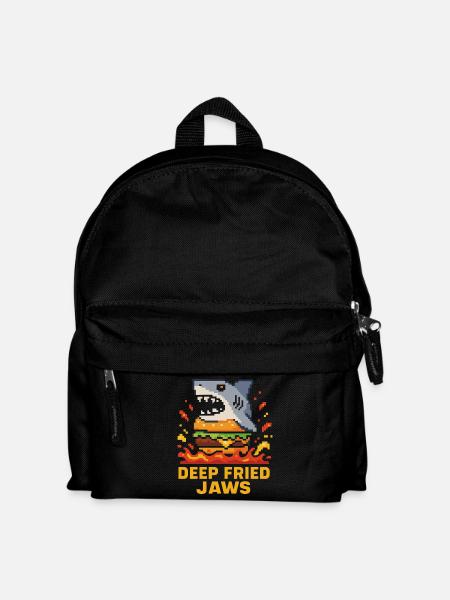 Deep Fried Jaws Pixel Shark Burger - Kinder Rucksack - Schwarz