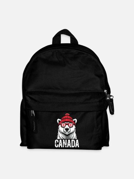 Kanada Bär mit Mütze und Ahornstyle - Kinder Rucksack - Schwarz