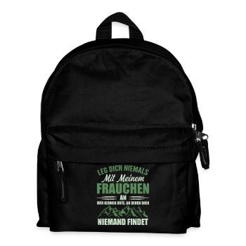 Leg dich niemals mit meinem Frauchen an, Lustiges - Kinder Rucksack - Schwarz - Vorne