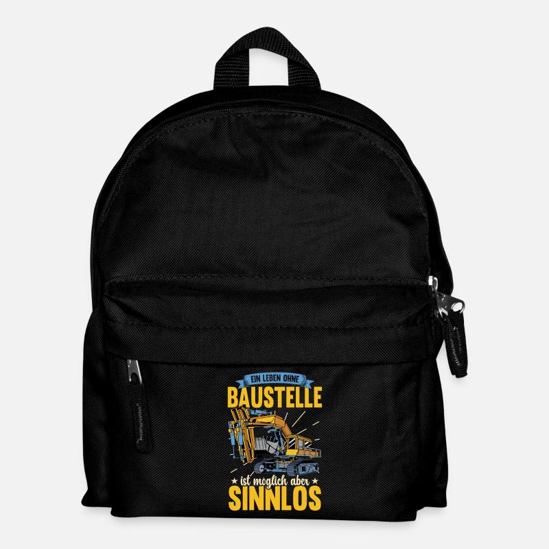 Ein Leben Ohne Baustelle Ist Möglich Bauarbeiter - Kinder Rucksack - Schwarz