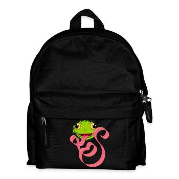 Frecher Frosch mit großer Zunge – Lustiges Design - Kinder Rucksack - Schwarz - Vorne