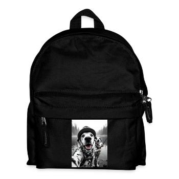 Fischerei Dalmatiner Hund Selfie - Kinder Rucksack - Schwarz - Vorne