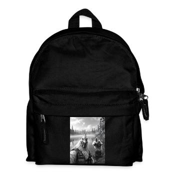 Fischerei Huhn Hahn Selfie - Kinder Rucksack - Schwarz - Vorne