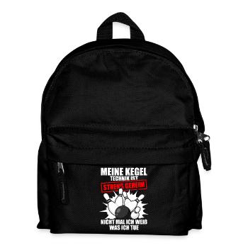 Meine Kegel Technik Kegeln Kegler Sportkegler - Kinder Rucksack - Schwarz - Vorne