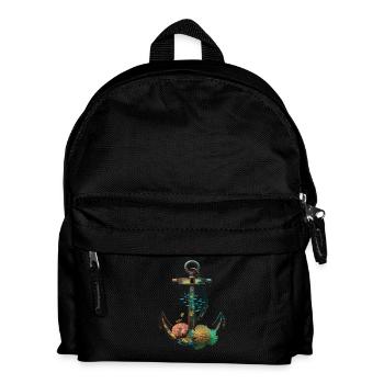 Maritimer Anker Mit Korallen Und Fischen - Kinder Rucksack - Schwarz - Vorne