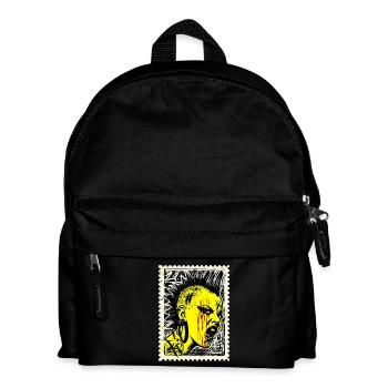 Wilde Punk Frau mit Iro und Wut auf Briefmarke - Kinder Rucksack - Schwarz - Vorne