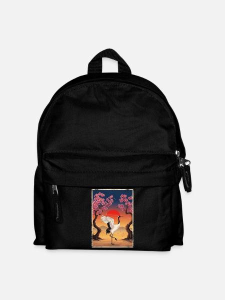 Japanischer Kranich Kirschblüte - Kinder Rucksack - Schwarz